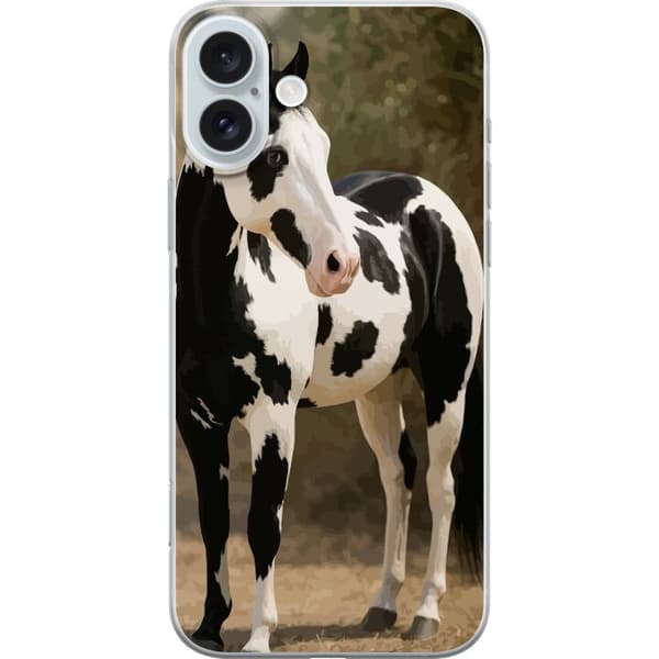 Apple iPhone 16 Plus Gennemsigtig cover Smuk Hest - elegant illustration af hestemotiv