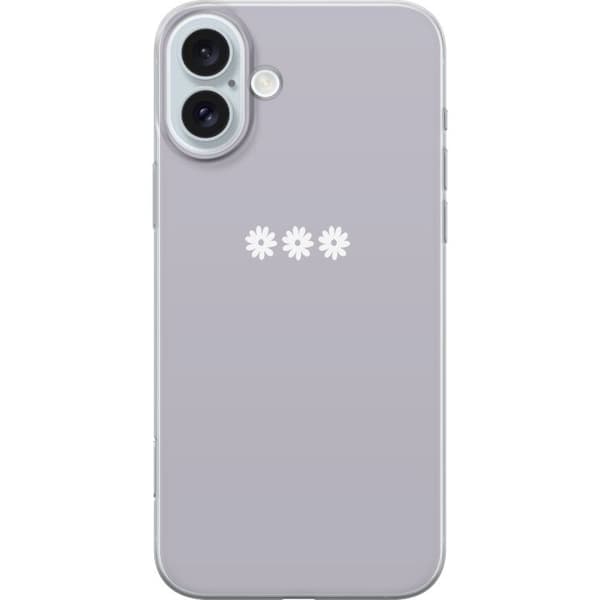Apple iPhone 16 Plus Gennemsigtig cover Lilla Blomminimalisme - stilfuldt blomstermotiv på lilla baggrund