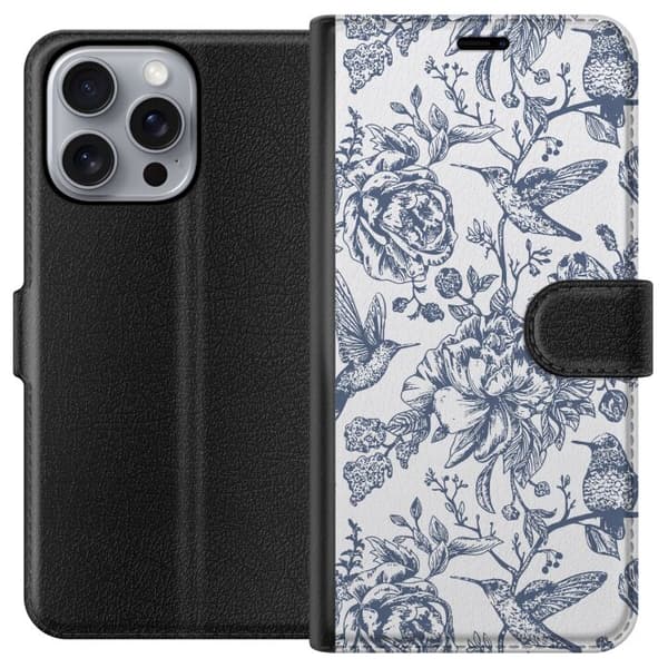 Apple iPhone 16 Pro Max Tegnebogsetui Blomster & Fugle - Romantisk Vintage-stil Mønster