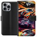 Miniatyrbild 1 av 3: Apple iPhone 16 Pro Max Plånboksfodral Rally Fever – fartfyllt motiv med rallybilar