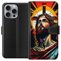 Miniatyrbillede 1 af 3: Apple iPhone 16 Pro Max Tegnebogsetui Jesus & Kort - religiøst motiv med dyb symbolik
