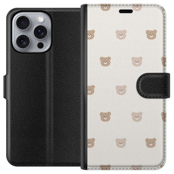 Apple iPhone 16 Pro Max Plånboksfodral Teddy Background – gulliga nallar mot mjuk bakgrund