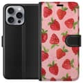 Miniatyrbild 1 av 3: Apple iPhone 16 Pro Max Plånboksfodral Strawberry Dreams – jordgubbsmönster i retrostil