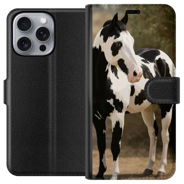 Apple iPhone 16 Pro Max Tegnebogsetui Smuk Hest - elegant illustration af hestemotiv