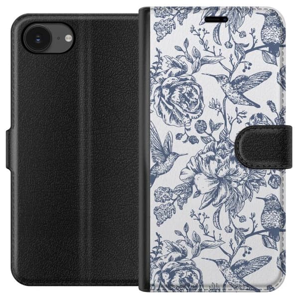 Apple iPhone 16e Lompakkokotelo Kukat & Linnut - Romanttinen Vintage-tyylinen Kuviointi