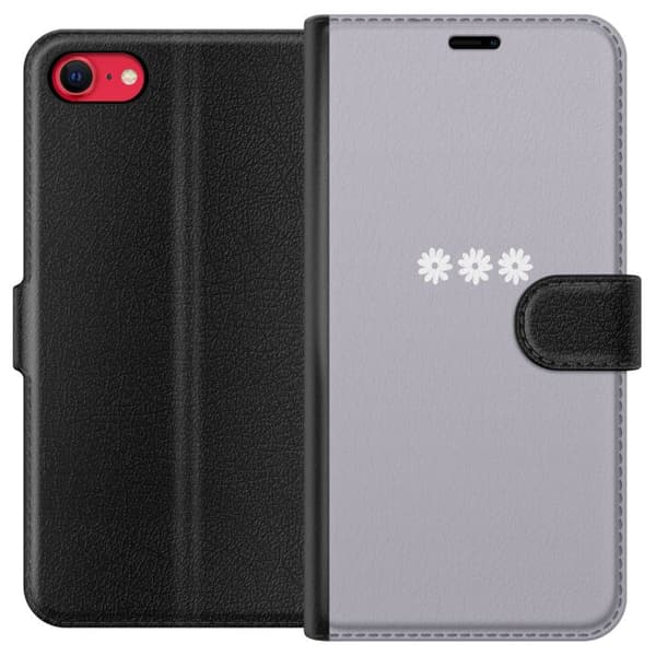 Apple iPhone SE (2020) Lommeboketui Lilla Blomminimalisme - stilig blomstermotiv på lilla bakgrunn