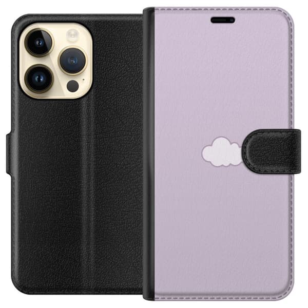 Apple iPhone 15 Pro Lommeboketui Lilla Sky - minimalistisk sky på en lilla bakgrunn