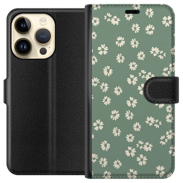 Apple iPhone 15 Pro Tegnebogsetui Blomsterdrøm - Farverigt Blomstermønster