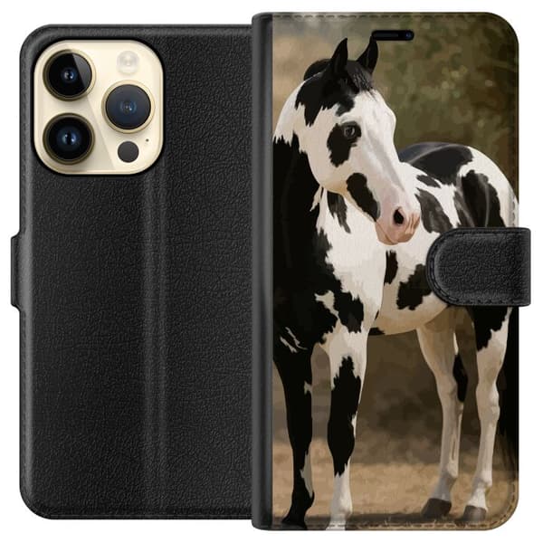 Apple iPhone 15 Pro Lompakkokotelo Kaunis Hevonen - elegantti hevonen kuva-aihe