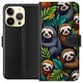 Miniatyrbilde 1 av 3: Apple iPhone 15 Pro Lommeboketui Sengångarstil - avslappet motiv med søt dovendyr