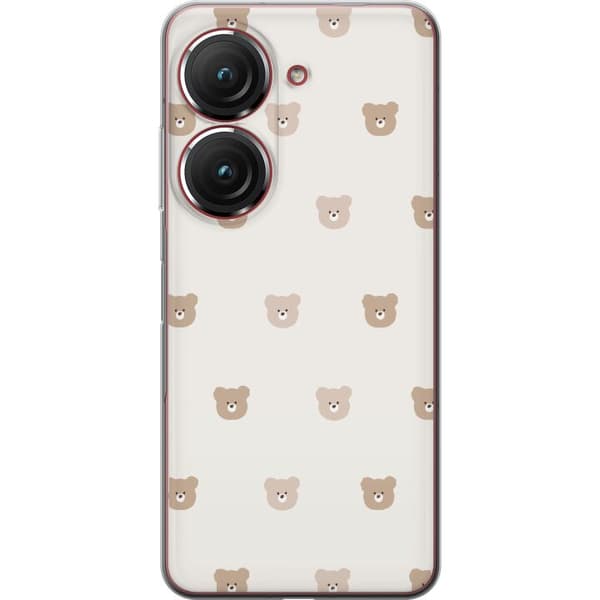 Asus Zenfone 9 Gennemsigtig cover Teddybaggrund - søde teddybjørne mod en blød baggrund