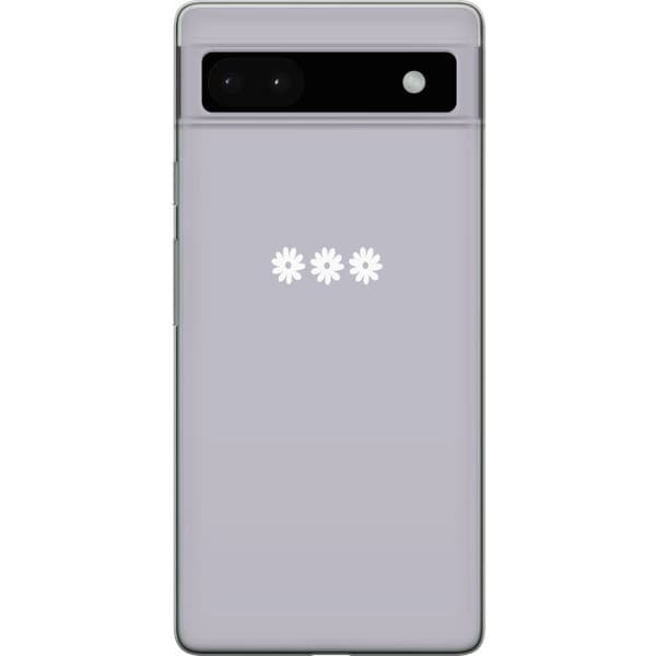 Google Pixel 6a Gennemsigtig cover Lilla Blomminimalisme - stilfuldt blomstermotiv på lilla baggrund