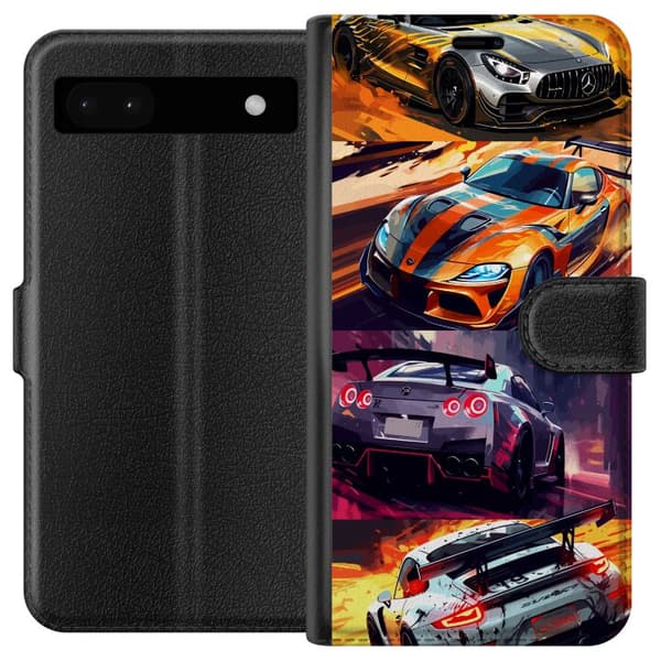 Google Pixel 6a Tegnebogsetui Rallyfeber - fartfyldt motiv med rallybiler