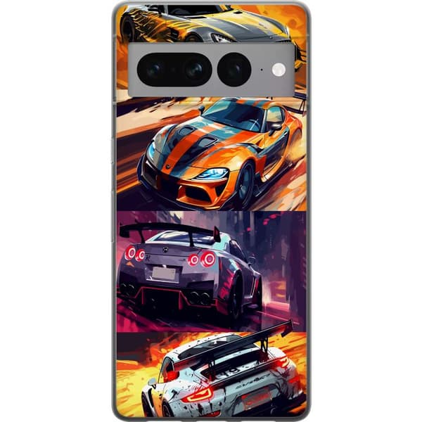 Google Pixel 7 Pro Genomskinligt Skal Rally Fever – fartfyllt motiv med rallybilar
