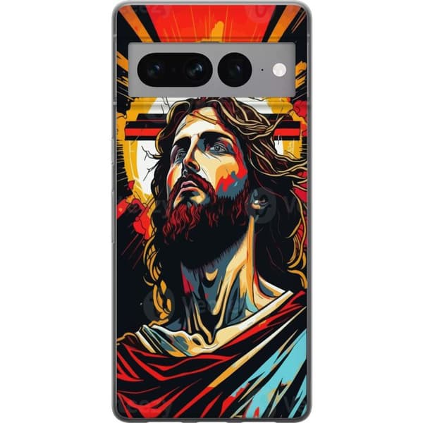 Google Pixel 7 Pro Gjennomsiktig deksel Jesus & Kort - religiøst motiv med dyp symbolikk