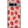 Miniatyrbild 1 av 3: Google Pixel 7 Pro Genomskinligt Skal Strawberry Dreams – jordgubbsmönster i retrostil