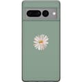 Miniatyrbillede 1 af 3: Google Pixel 7 Pro Gennemsigtig cover Grøn Minimalblomst - stilfuld blomst på grøn baggrund