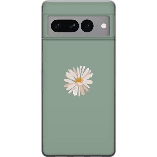 Google Pixel 7 Pro Gennemsigtig cover Grøn Minimalblomst - stilfuld blomst på grøn baggrund