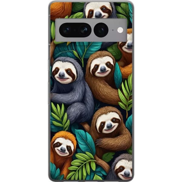 Google Pixel 7 Pro Gennemsigtig cover Sengångarstil - afslappet motiv med sød dovendyr