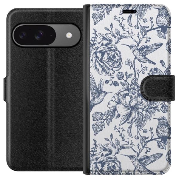 Google Pixel 9 Plånboksfodral Blomster & Fåglar – romantiskt mönster i vintage-stil