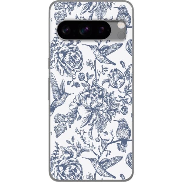 Google Pixel 8 Pro Gennemsigtig cover Blomster & Fugle - Romantisk Vintage-stil Mønster