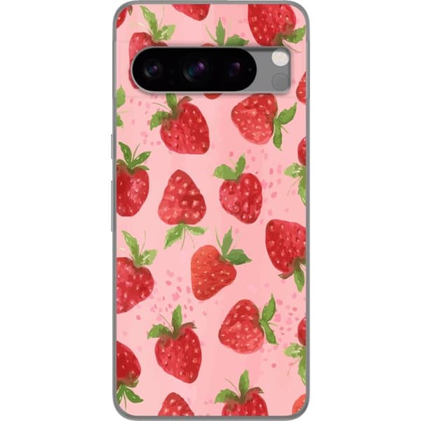 Google Pixel 8 Pro Gennemsigtig cover Jordbærdrømme - Retro-stil jordbærmønster