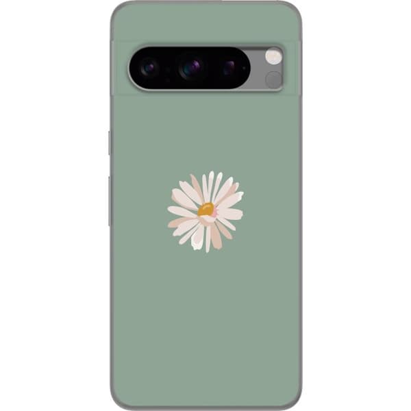 Google Pixel 8 Pro Gennemsigtig cover Grøn Minimalblomst - stilfuld blomst på grøn baggrund