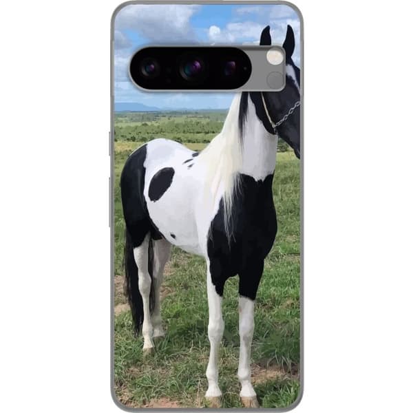 Google Pixel 8 Pro Gennemsigtig cover Hestemagi - stiliseret hest i en rolig farveskala