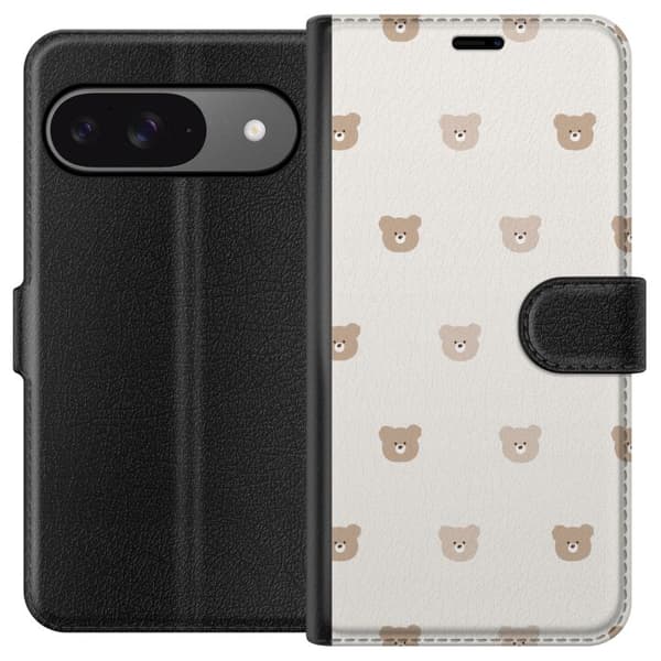 Google Pixel 9 Plånboksfodral Teddy Background – gulliga nallar mot mjuk bakgrund