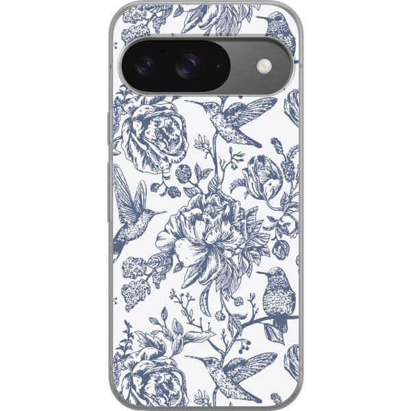 Google Pixel 9 Gennemsigtig cover Blomster & Fugle - Romantisk Vintage-stil Mønster