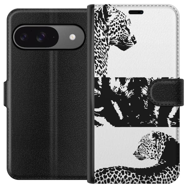 Google Pixel 9 Pro Tegnebogsetui Leopard Faces