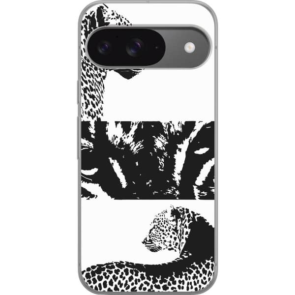 Google Pixel 9 Pro Gjennomsiktig deksel Leopard Faces