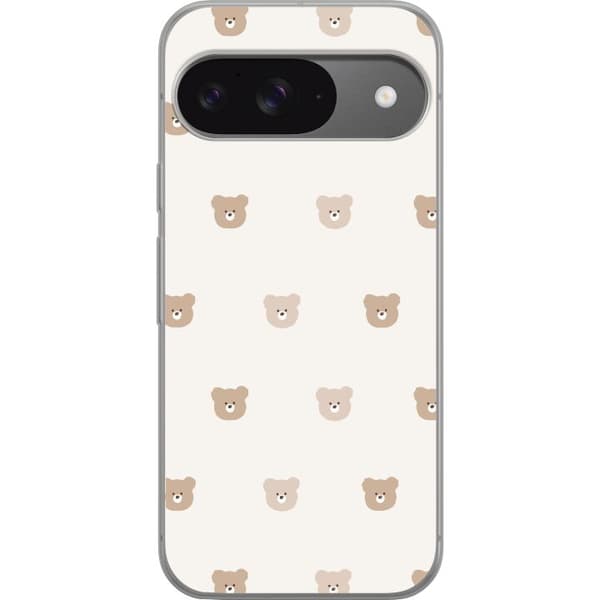 Google Pixel 9 Pro Gjennomsiktig deksel Teddybakgrunn - søte teddybjørner mot en myk bakgrunn