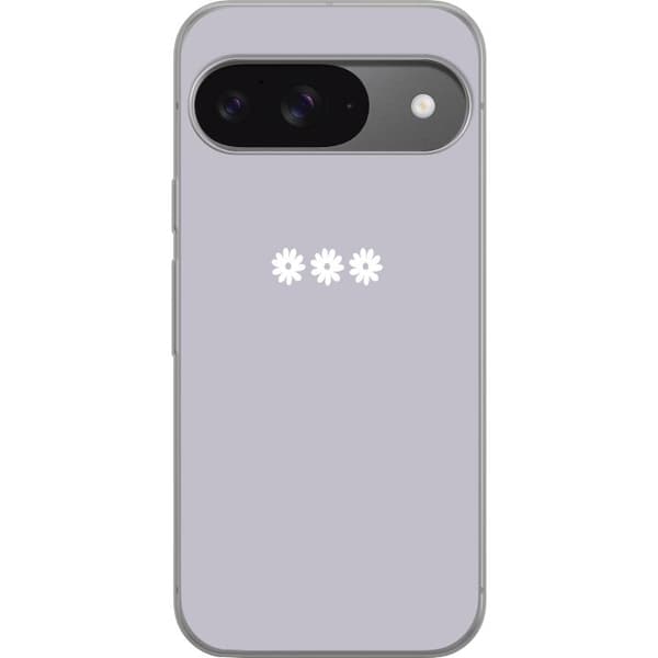 Google Pixel 9 Pro Gennemsigtig cover Lilla Blomminimalisme - stilfuldt blomstermotiv på lilla baggrund