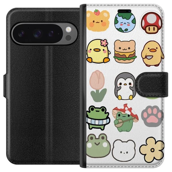 Google Pixel 9 Pro XL Plånboksfodral Kawaii Friends – söta figurer i japansk stil