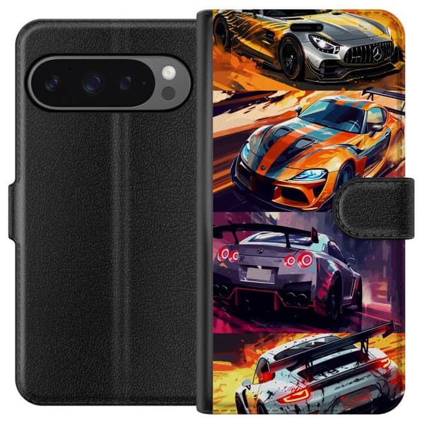 Google Pixel 9 Pro XL Plånboksfodral Rally Fever – fartfyllt motiv med rallybilar