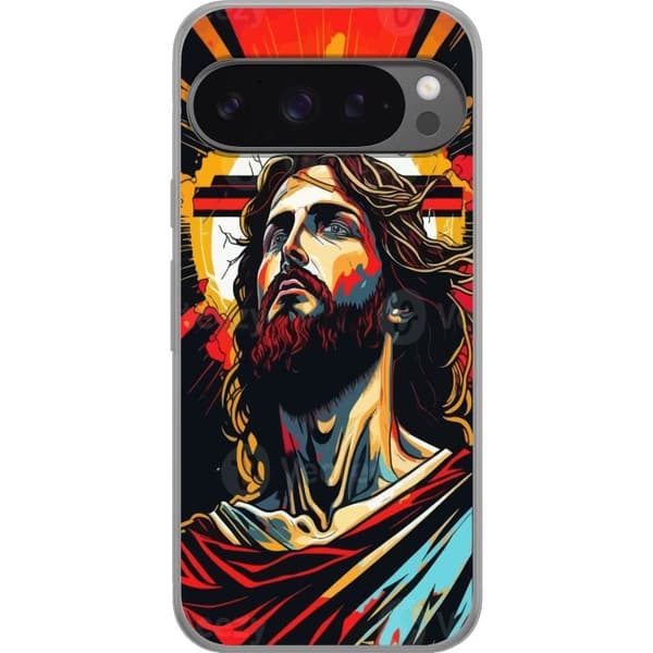 Google Pixel 9 Pro XL Gennemsigtig cover Jesus & Kort - religiøst motiv med dyb symbolik