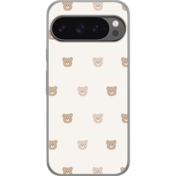 Google Pixel 9 Pro XL Gennemsigtig cover Teddybaggrund - søde teddybjørne mod en blød baggrund