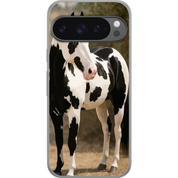 Google Pixel 9 Pro XL Gennemsigtig cover Smuk Hest - elegant illustration af hestemotiv