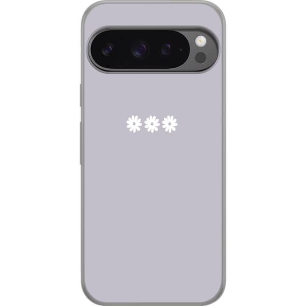 Google Pixel 9 Pro XL Gjennomsiktig deksel Lilla Blomminimalisme - stilig blomstermotiv på lilla bakgrunn