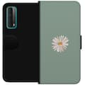 Miniatyrbillede 1 af 3: Huawei P smart 2021 Tegnebogsetui Grøn Minimalblomst - stilfuld blomst på grøn baggrund