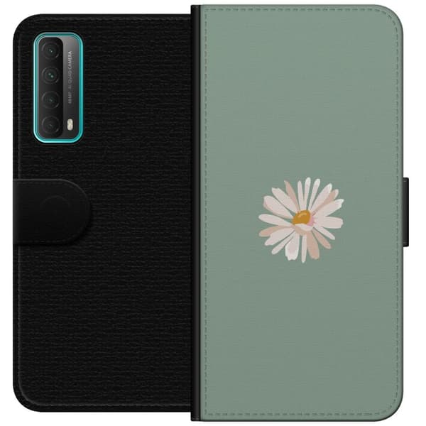 Huawei P smart 2021 Tegnebogsetui Grøn Minimalblomst - stilfuld blomst på grøn baggrund