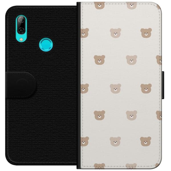 Huawei P smart 2019 Lompakkokotelo Teddy-tausta - söpöt teddykarhut pehmeällä taustalla