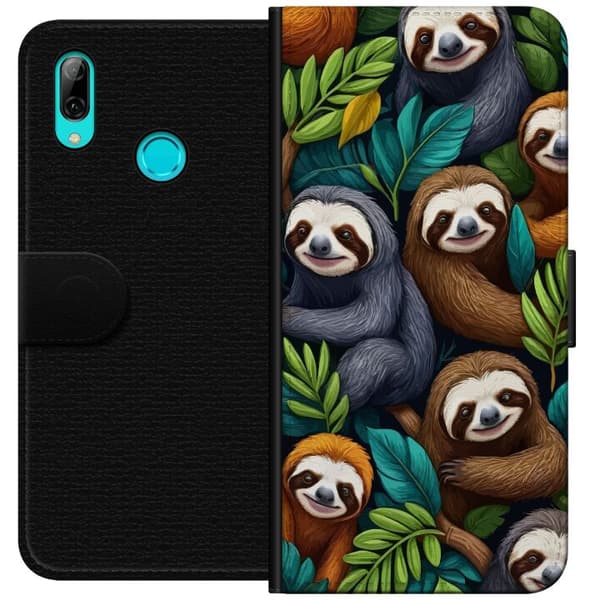 Huawei P smart 2019 Lompakkokotelo Sengångarstil - rentoutunut muotoilu söpöllä laiskiaalla