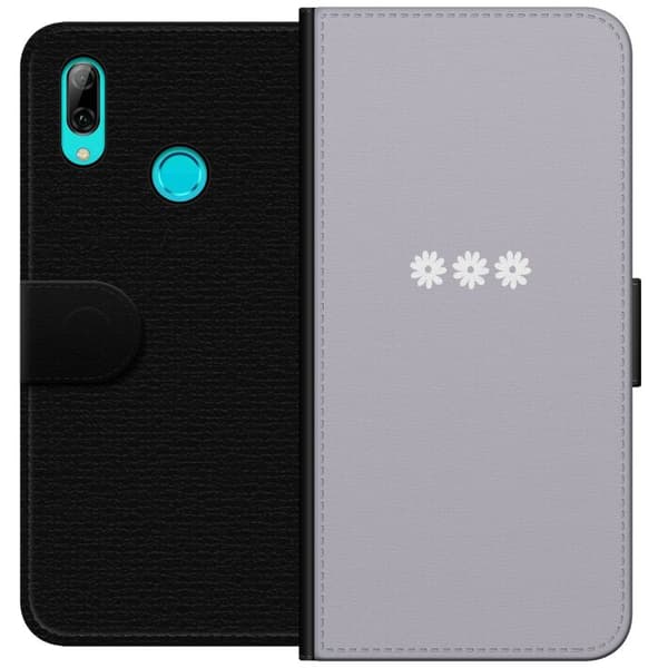 Huawei P smart 2019 Lompakkokotelo Lila Blomminimalismi - tyylikäs kukkakuva lila taustalla