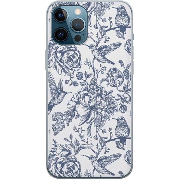 Apple iPhone 12 Pro Max Gjennomsiktig deksel Blomster & Fugler - Romantiskt Vintage-stil Mønster