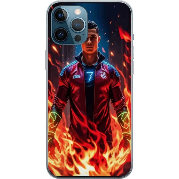 Apple iPhone 12 Pro Max Gjennomsiktig deksel Ronaldo Inferno - fotballhelt i flammer
