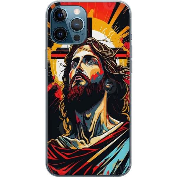 Apple iPhone 12 Pro Max Gennemsigtig cover Jesus & Kort - religiøst motiv med dyb symbolik