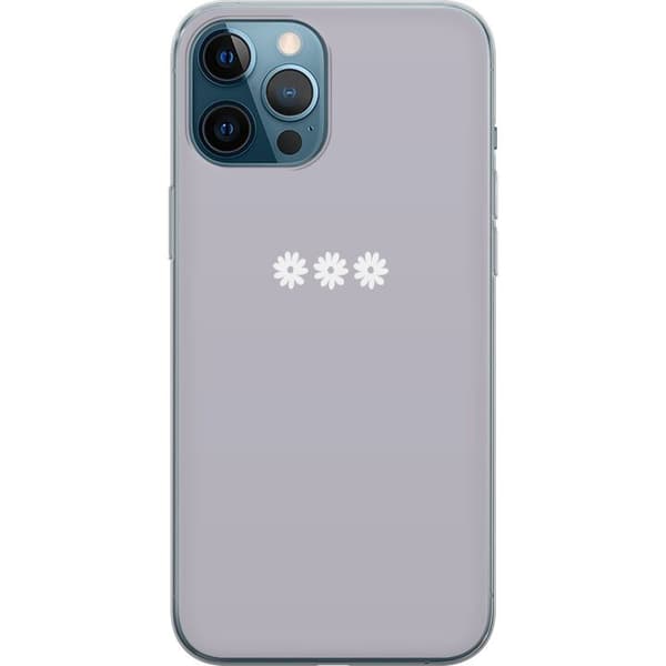 Apple iPhone 12 Pro Max Gennemsigtig cover Lilla Blomminimalisme - stilfuldt blomstermotiv på lilla baggrund