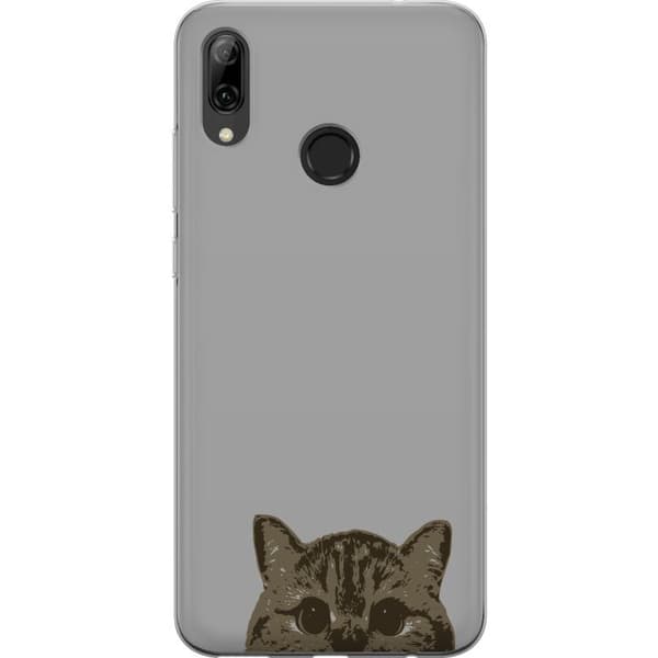 Huawei P smart 2019 Gennemsigtig cover Grå Katteblik - stilfuld kat design med grå baggrund